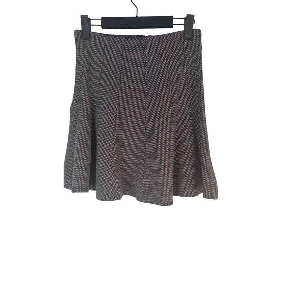 Zara Trafaluc XS Houndstooth Flared Skirt Black/Olive/Melon Wool Blend - Picture 8 of 11